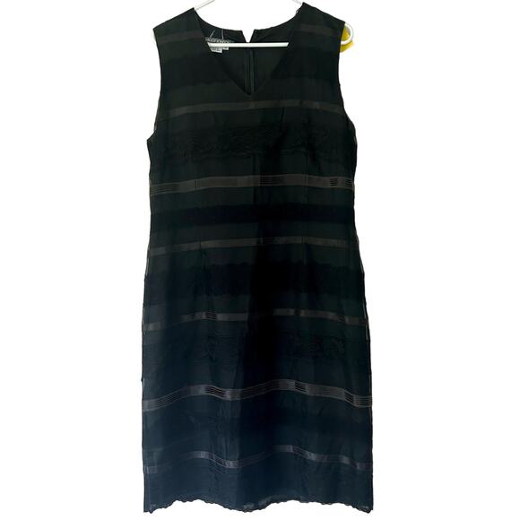 Vintage Maggy London striped silk sheath lace Whimsigoth goth Gothic emo Y2K 14 - Picture 2 of 13